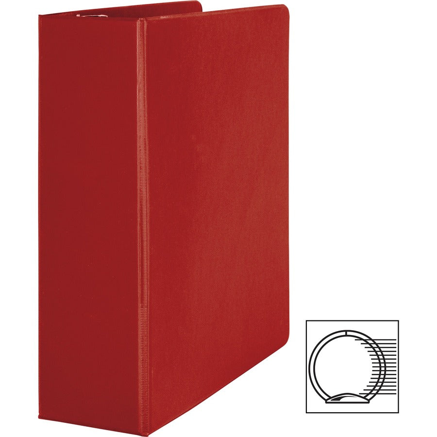 Business Source Basic Round Ring Binder — 3", Red