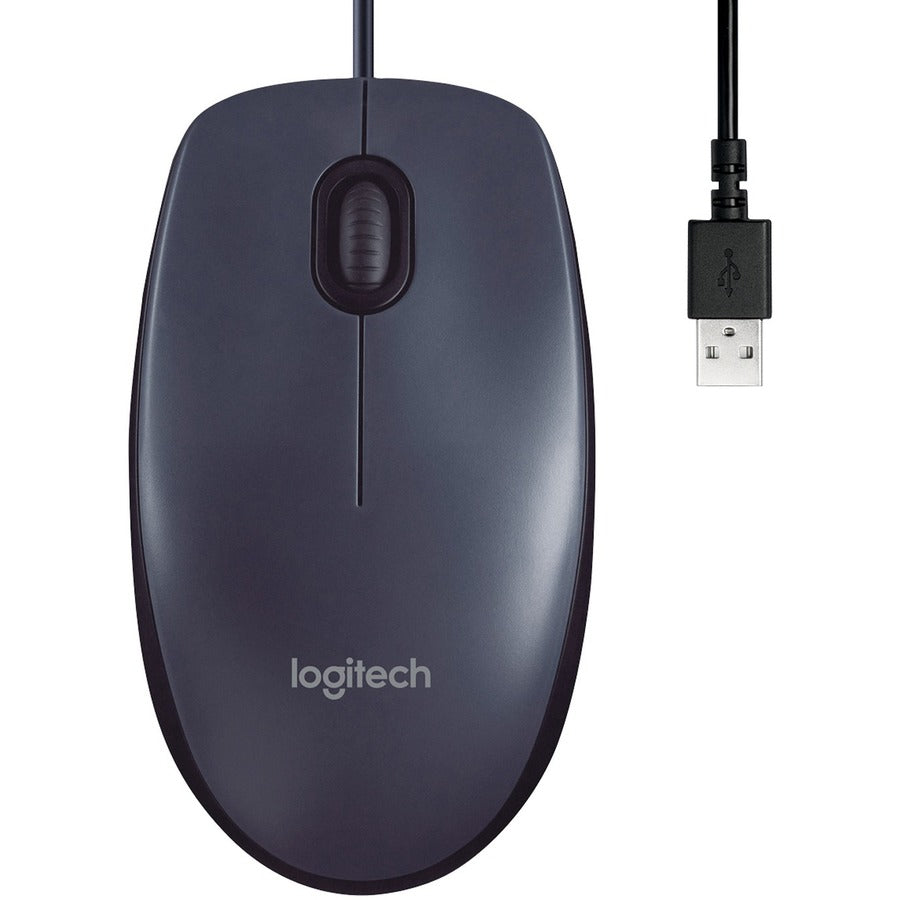 Logitech B100 Optical USB Mouse — 3-Button, Ambidextrous