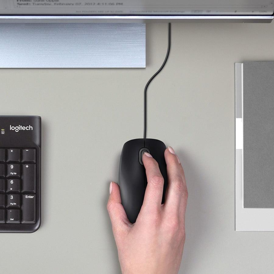 Logitech B100 Optical USB Mouse — 3-Button, Ambidextrous