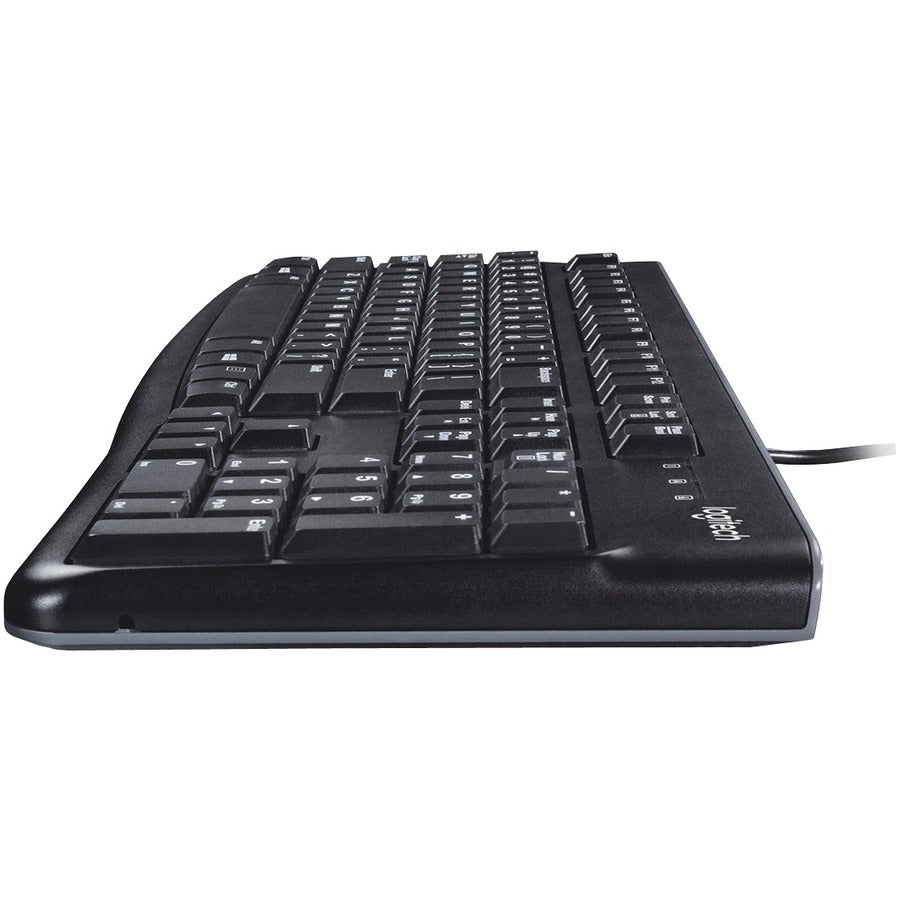 Clavier filaire Logitech K120 pour Windows, USB Plug-and-Play, Taille standard, Résistant aux éclaboussures, Barre d'espace incurvée, Compatible PC et Ordinateur portable (Disposition française)