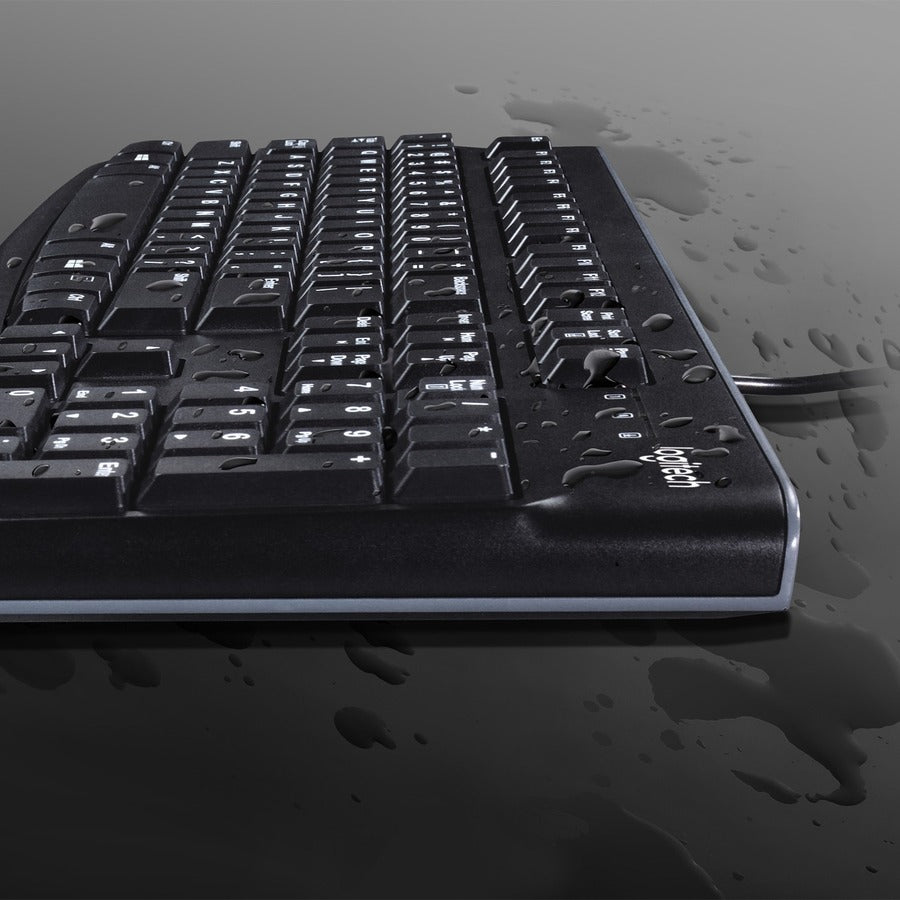 Clavier filaire Logitech K120 pour Windows, USB Plug-and-Play, Taille standard, Résistant aux éclaboussures, Barre d'espace incurvée, Compatible PC et Ordinateur portable (Disposition française)