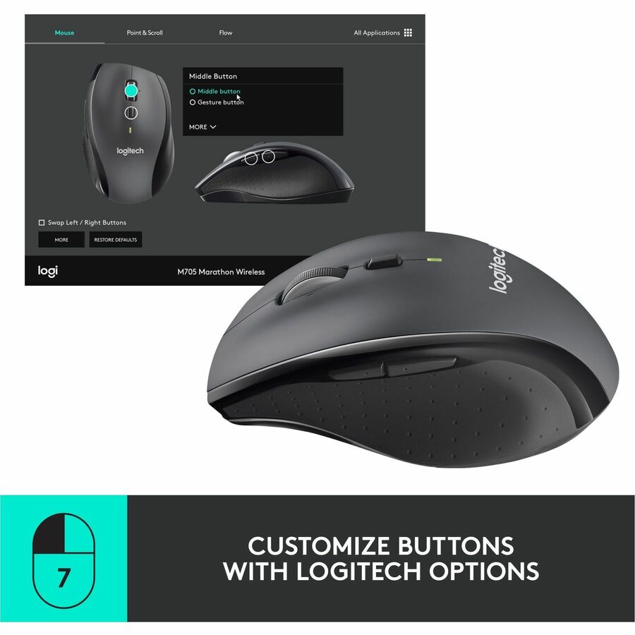 Logitech M705 Marathon Wireless Mouse — Silver