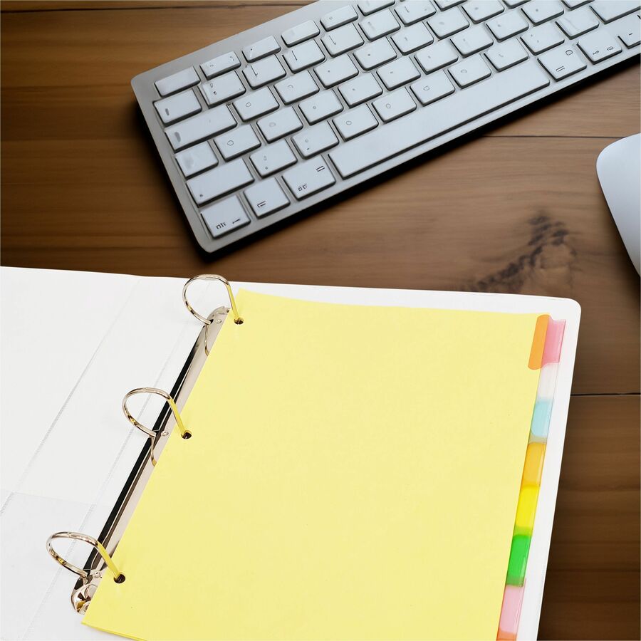 Business Source Insertable 8-Tab Binder Dividers, Multicolour — Set of 8