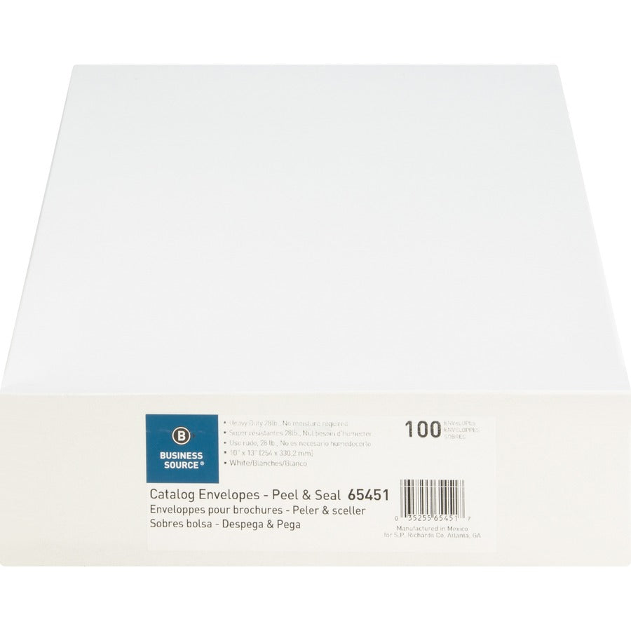 Business Source Self-Sealing Catalog Envelopes 10 x 13, 28 lb — Box of 100