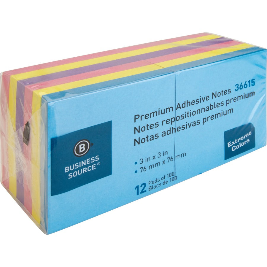 Notes Adhésives Business Source 3x3 Couleurs Vives