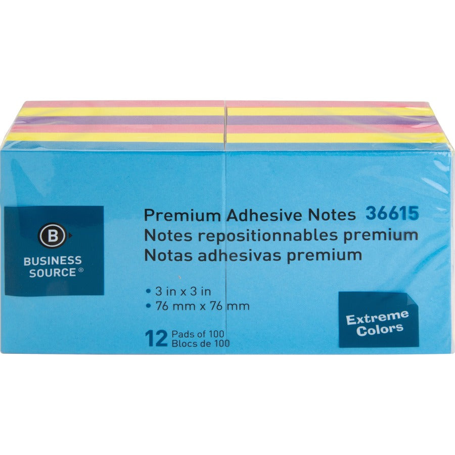 Notes Adhésives Business Source 3x3 Couleurs Vives