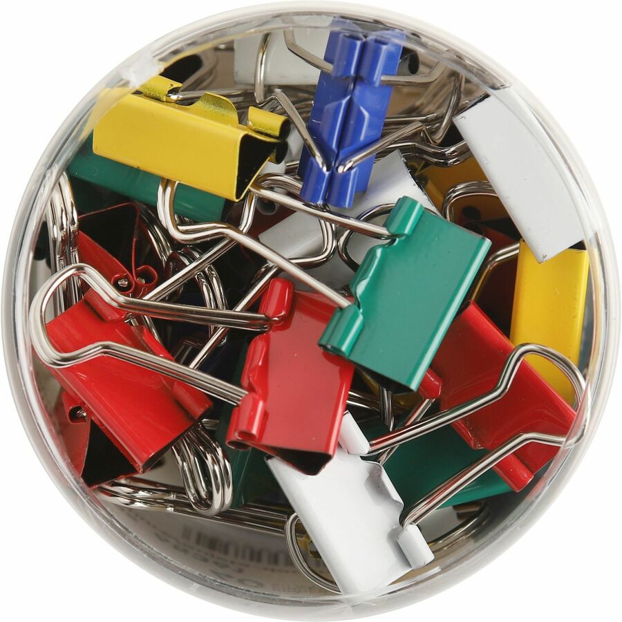 Business Source Fold-back Binder Clips — Small, Assorted Colours, 40-Pack