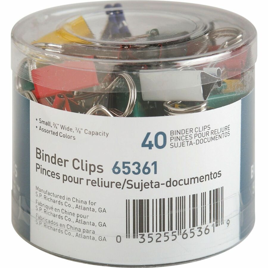 Business Source Fold-back Binder Clips — Small, Assorted Colours, 40-Pack