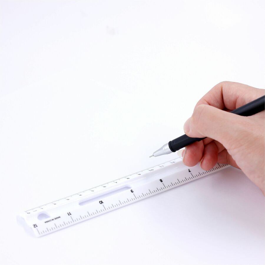 Business Source 12-Inch Plastic Ruler — Shatterproof