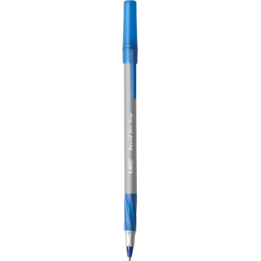 BIC Round Stic Grip Xtra-Comfort Fine Ball Point Pen, Blue, 12 Pack - 12 Pack