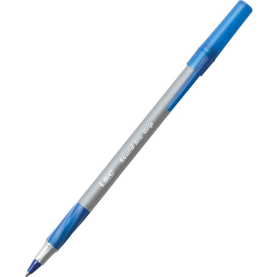 BIC Round Stic Grip Xtra-Comfort Fine Ball Point Pen, Blue, 12 Pack - 12 Pack