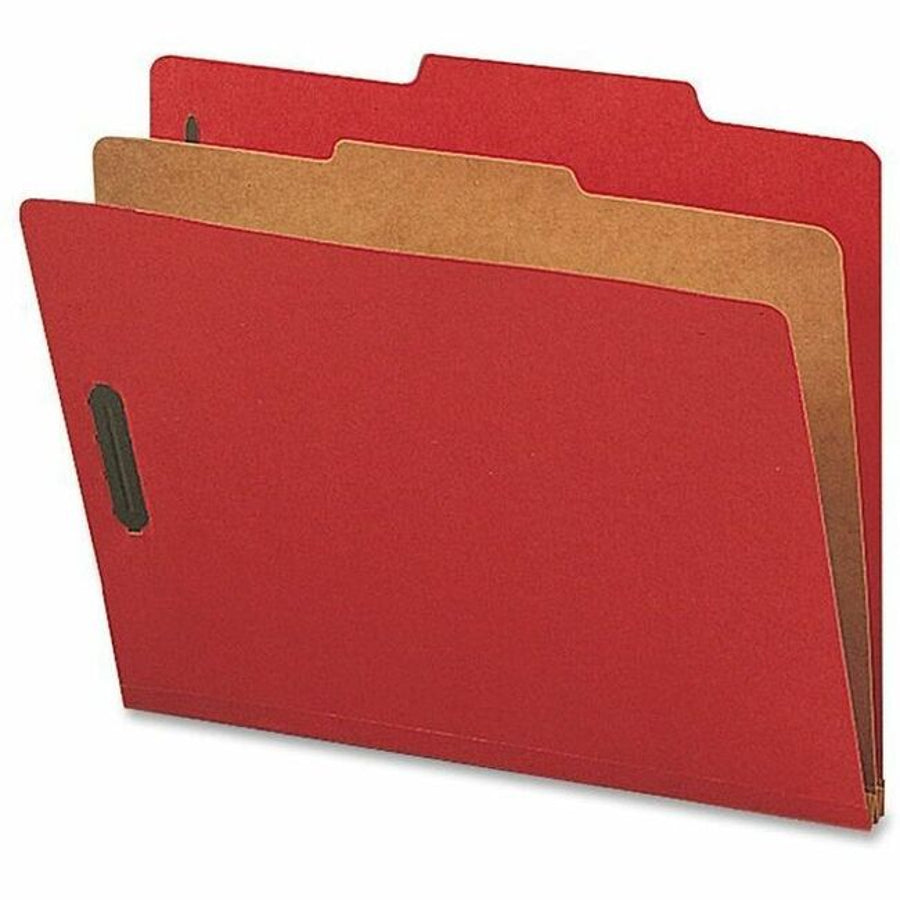 Nature Saver Recycled Classification Folders - Letter, 1 Divider, Box of 10 - Bright Red