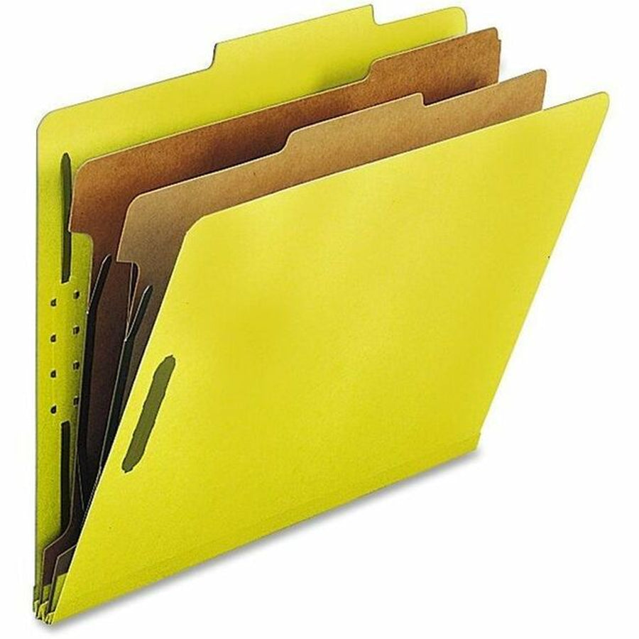 Nature Saver Recycled Classification Folders - Letter, 2 Dividers, Box of 10 - Yellow