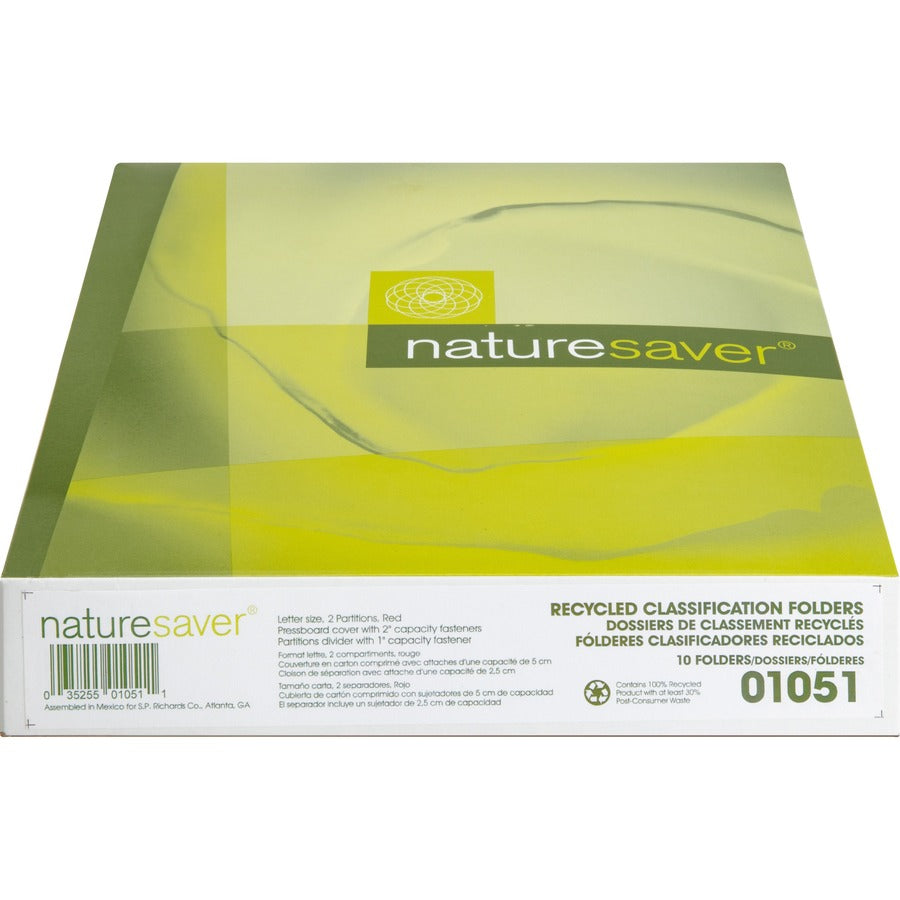 Nature Saver 2/5 Tab Cut Letter Recycled Classification Folder - NAT01058