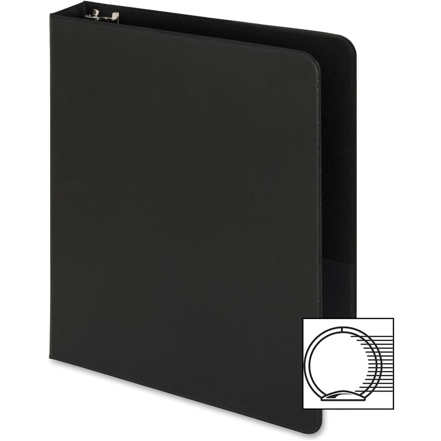 Business Source Basic Round-Ring Binder - 1", Half-Size, Black