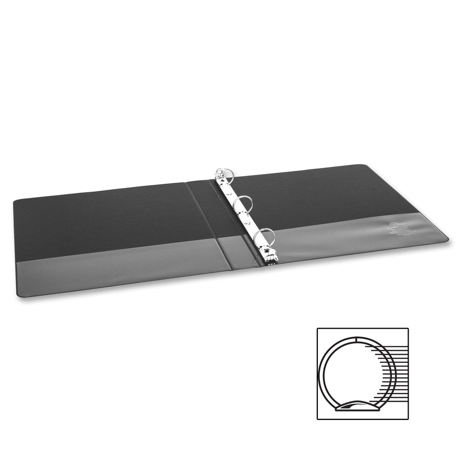 Business Source Basic Round-Ring Binder - 1", Half-Size, Black