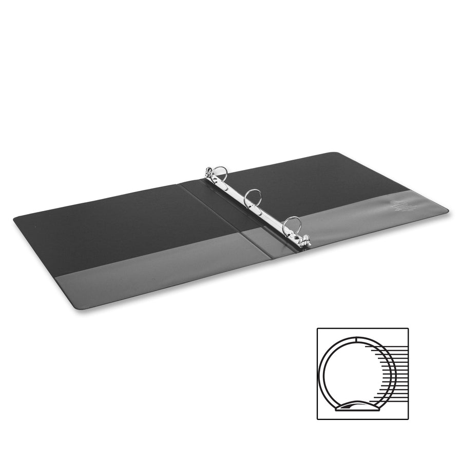 Business Source Basic Round-Ring Binder - 1", Half-Size, Black