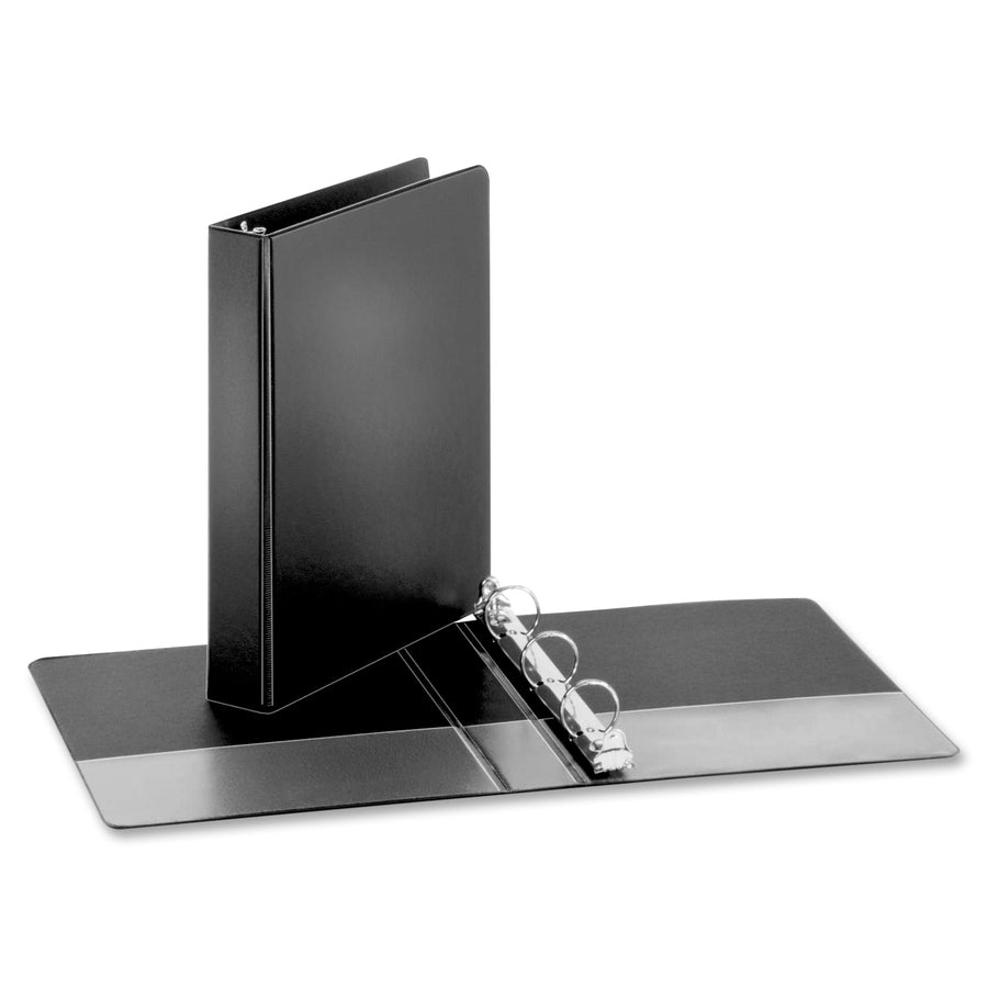 Business Source Basic Round-Ring Binder - 1", Half-Size, Black
