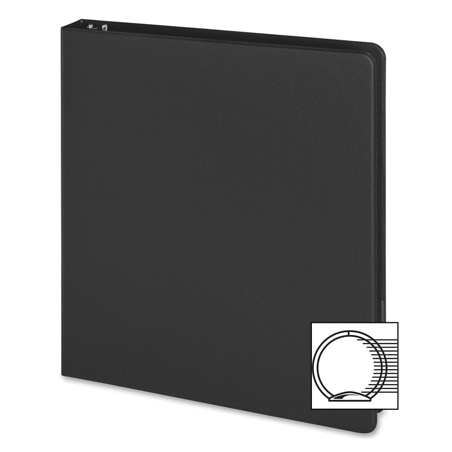 Business Source Basic Round-Ring Binder - 1", Half-Size, Black