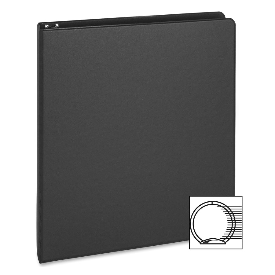 Business Source Basic Round-Ring Binder - 1", Half-Size, Black