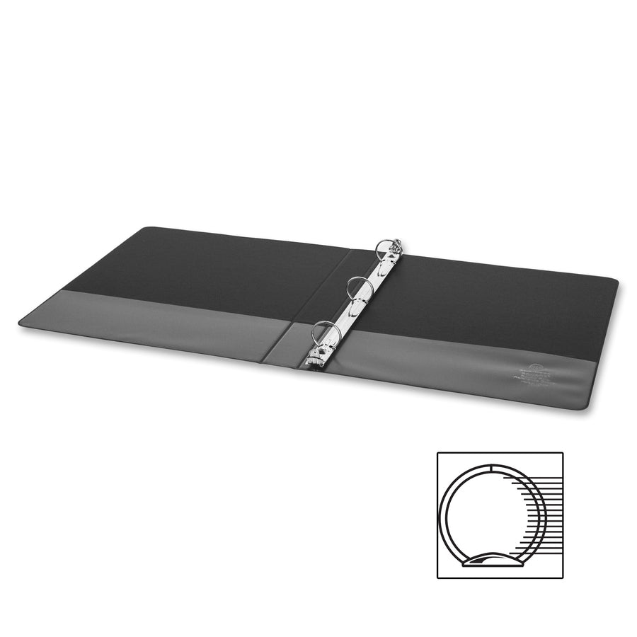 Business Source Basic Round-Ring Binder - 1", Half-Size, Black