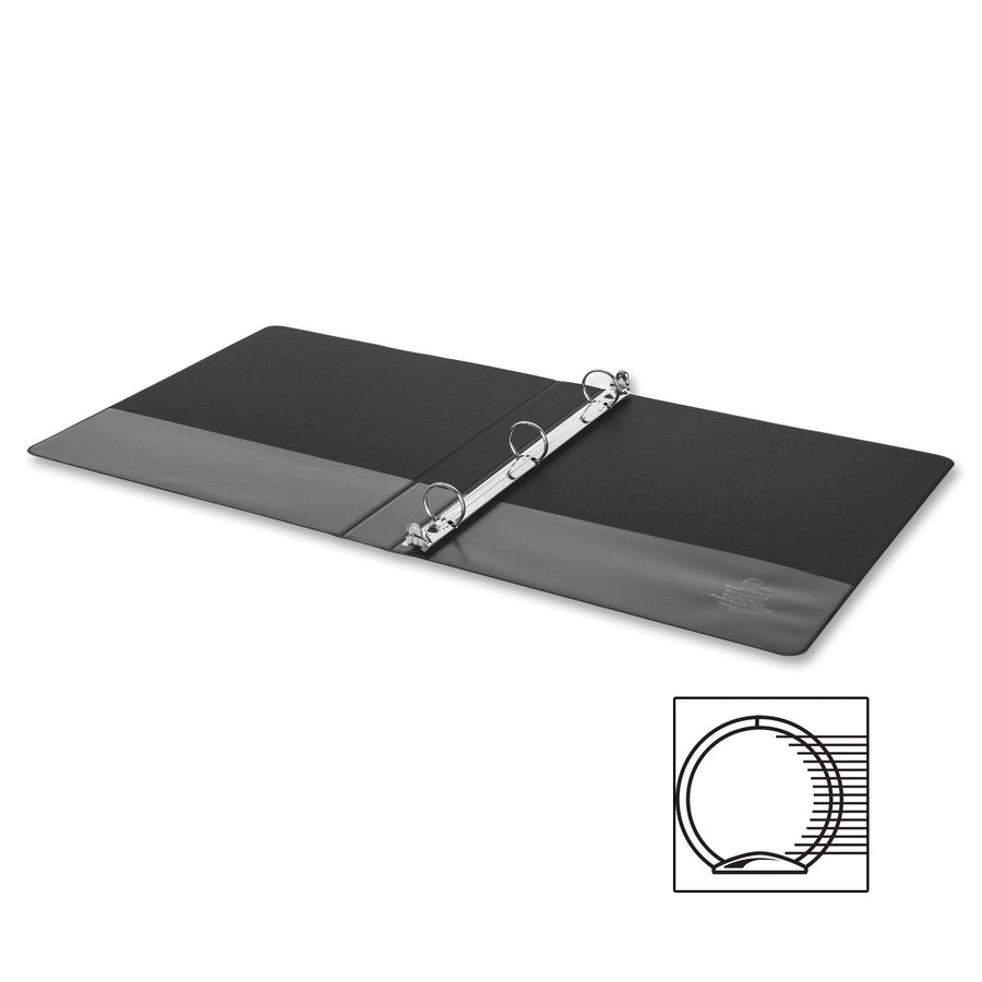 Business Source Basic Round-Ring Binder - 1", Half-Size, Black