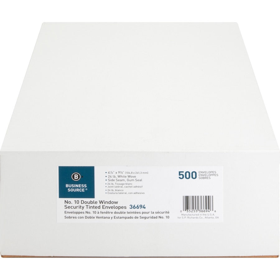 Business Source No. 10 Double-Window Invoice Envelopes - 500-Box
