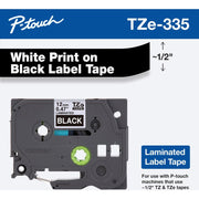 Ruban pour étiqueteuse Brother TZe-335 – 12 mm blanc sur noir