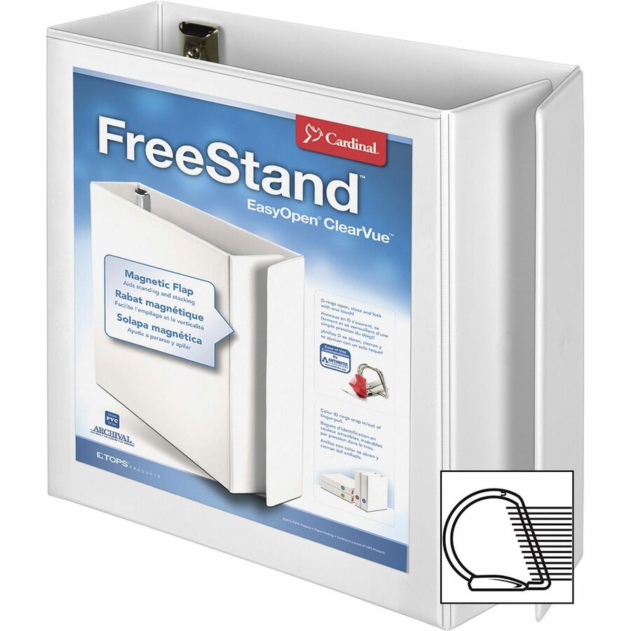 Classeur Cardinal&reg; FreeStand Easy Open à anneaux inclinés en D - 5"