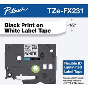 Ruban pour étiqueteuse Brother TZe-FX231 – 12 mm noir sur blanc
