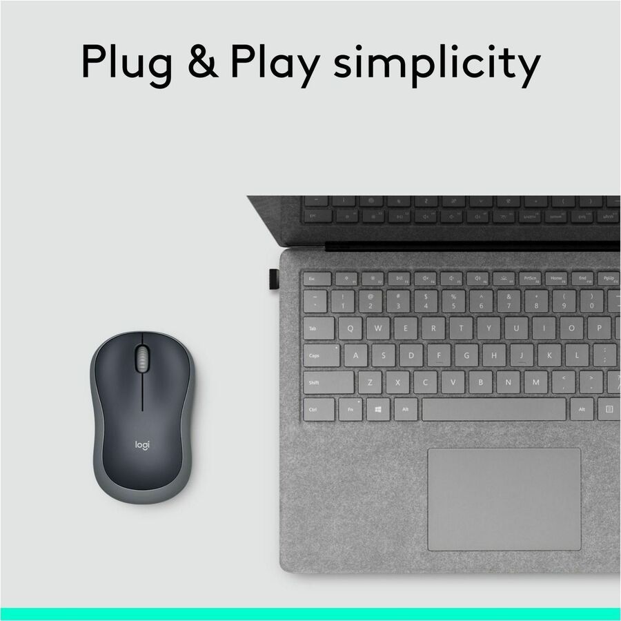 Souris sans fil Logitech M185, 2,4 GHz avec mini récepteur USB, autonomie de 12 mois, suivi optique 1000 DPI, ambidextre, compatible PC, Mac, ordinateur portable (Gris rapide)