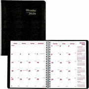 Brownline® Essential Monthly Diary 14 Month Twin Wire 8-7/8x7-1/8" English Black