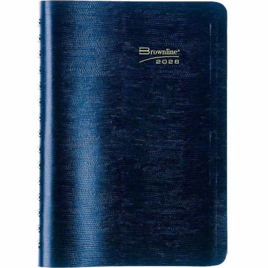 Brownline® Essential Daily Diary Twin Wire 8x5" English Blue