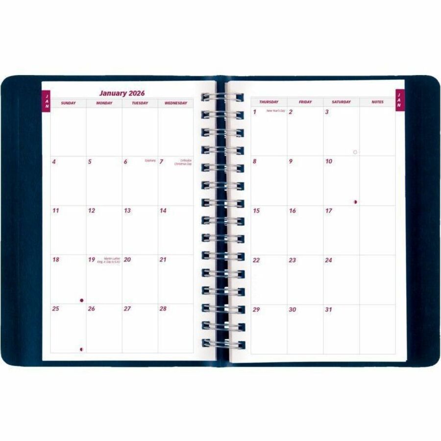Brownline® Essential Daily Diary Twin Wire 8x5" English Blue