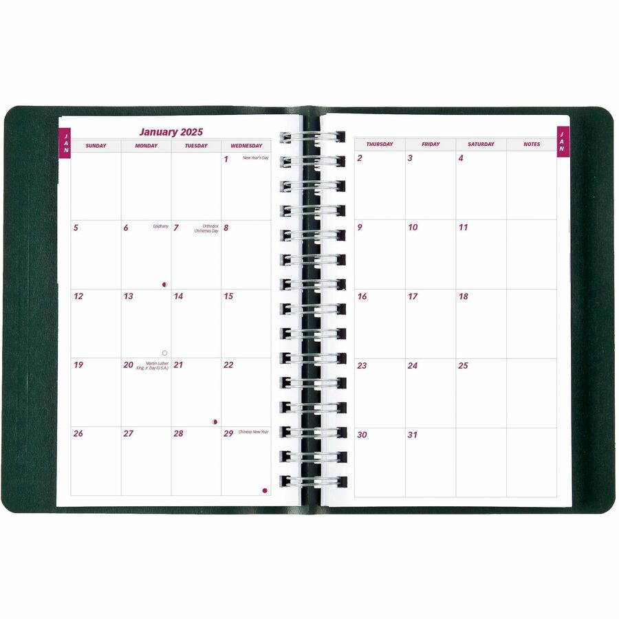 Brownline® Essential Daily Diary Twin Wire 8x5" English Green