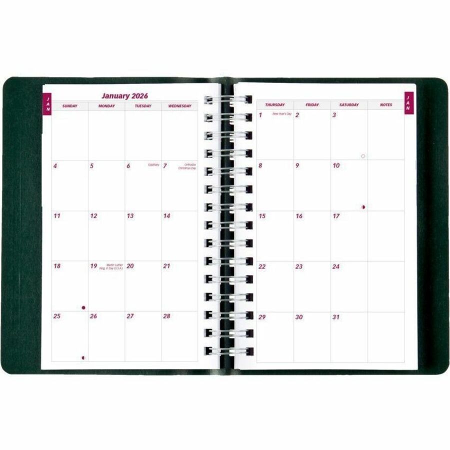 Brownline® Essential Daily Diary Twin Wire 8x5" English Green
