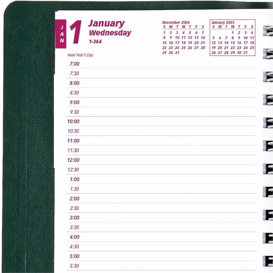 Brownline® Essential Daily Diary Twin Wire 8x5" English Green