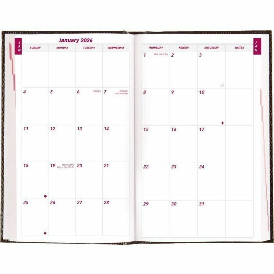 Brownline® Traditional Daily Planner Perfect Bound Hard Cover 8x5" English Black