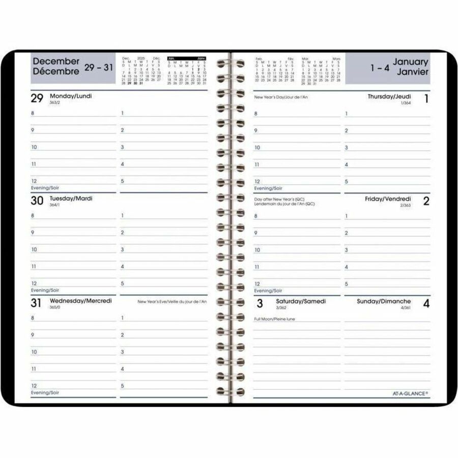 AT-A-GLANCE® Weekly Desk Diary 8-3/16" x 5-1/2" Bilingual Black
