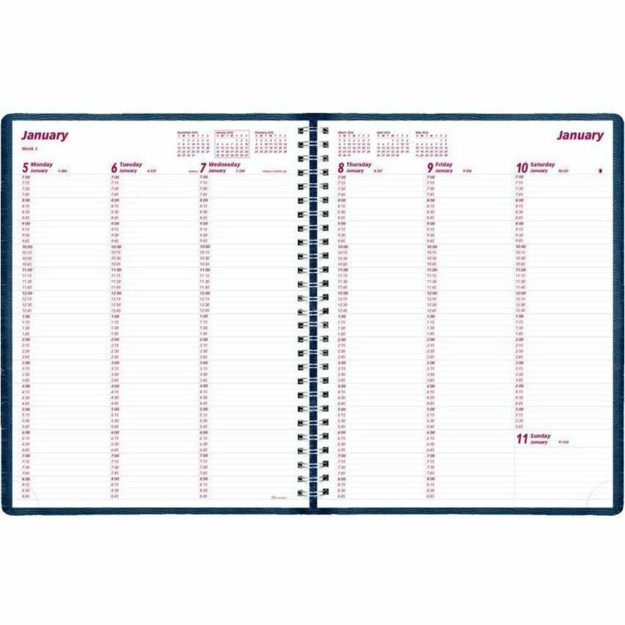 Brownline® Essential Weekly Diary Twin Wire 11" x 8-1/2" English Blue
