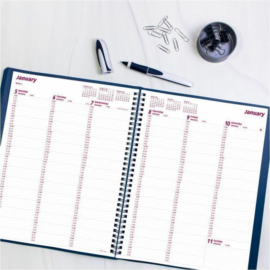 Brownline® Essential Weekly Diary Twin Wire 11" x 8-1/2" English Blue