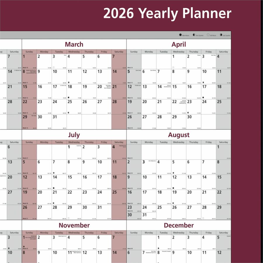 Brownline 2026 Oversized 12-Month 2-Sided Wall Calendar - January to December - 32" x 48" - English