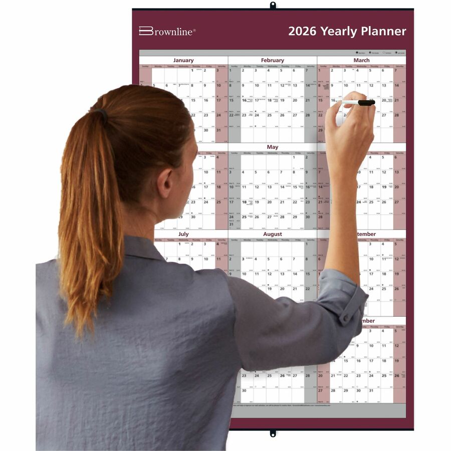 Brownline 2026 Oversized 12-Month 2-Sided Wall Calendar - January to December - 32" x 48" - English