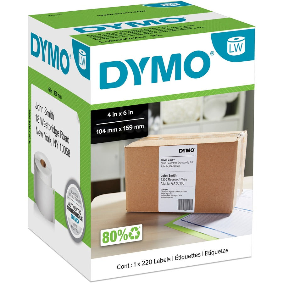 DYMO LabelWriter Extra-Large Shipping Labels 1744907, 4 x 6 in, White, 220/Roll