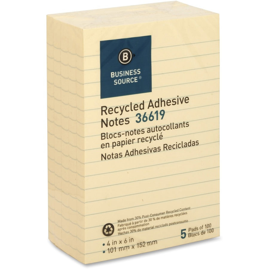 Business Source Yellow Adhesive Notes (Model 2)