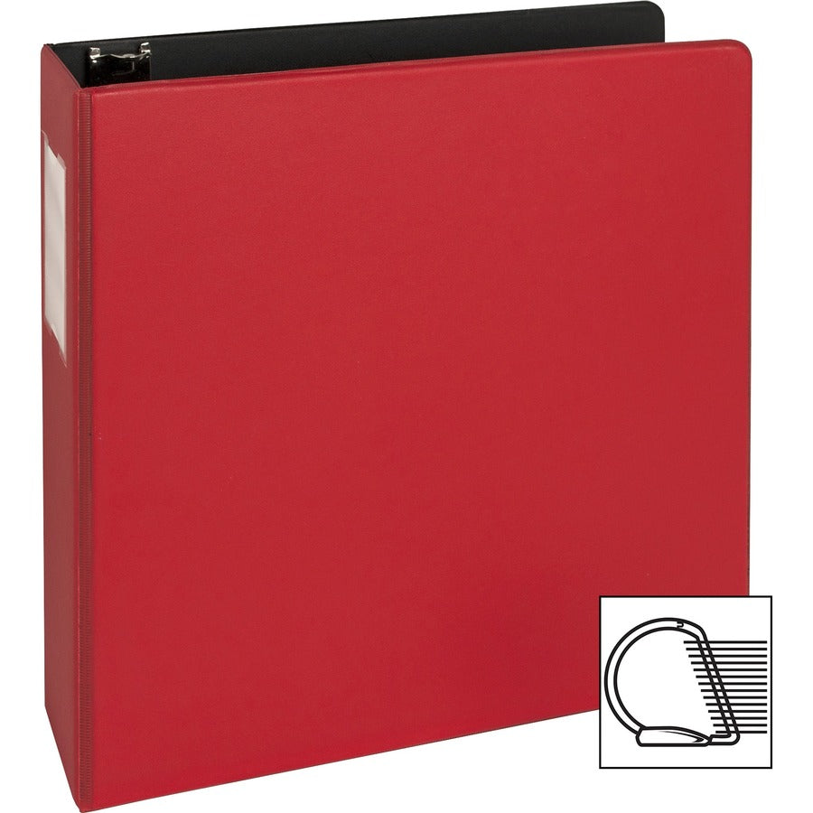 Business Source Slant-D Ring Binder — 2", Red