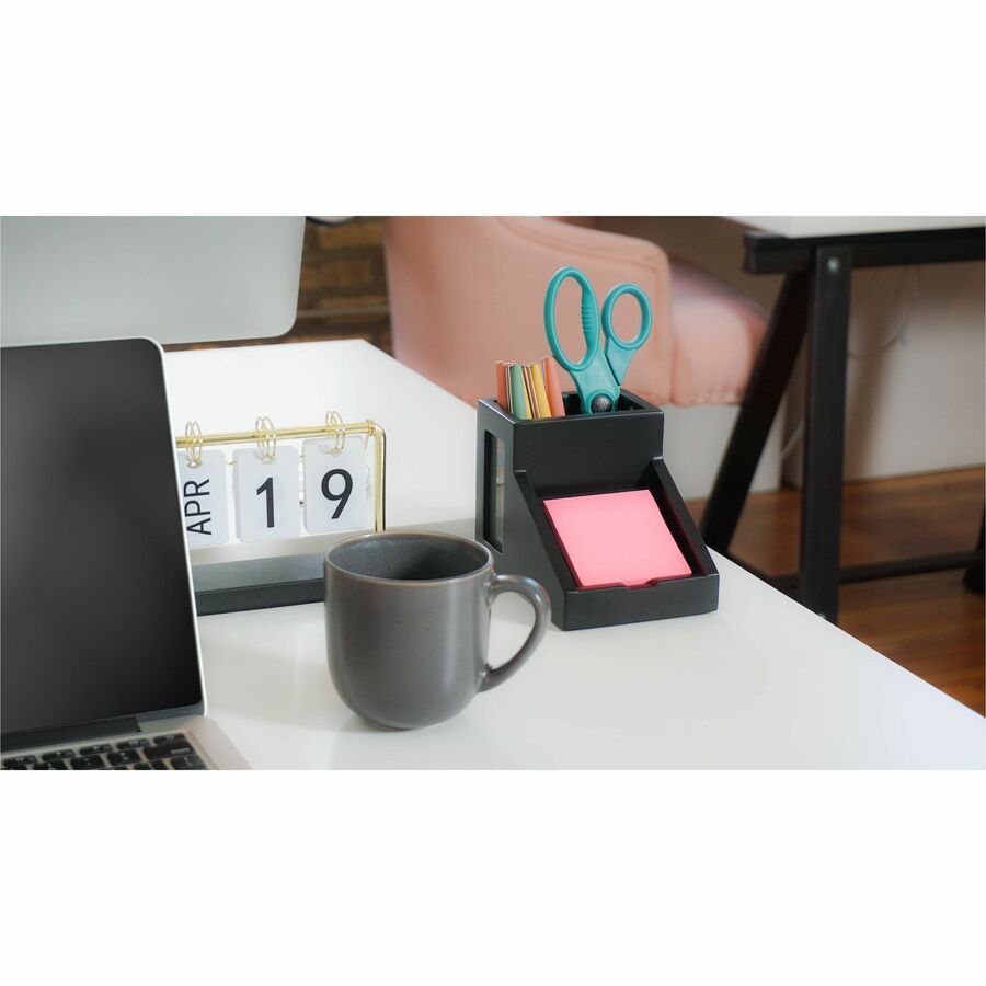 Victor Midnight Black Wood Pencil Cup with Note Holder