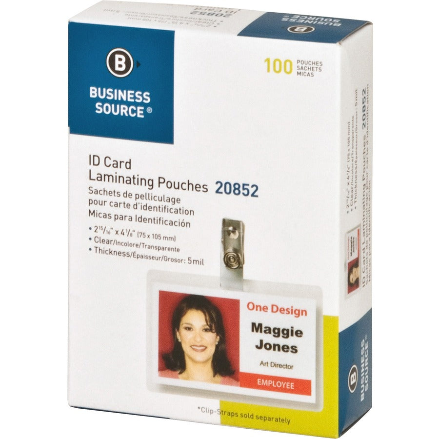 Business Source Government ID Laminating Pouches — 5 mil, Box of 100