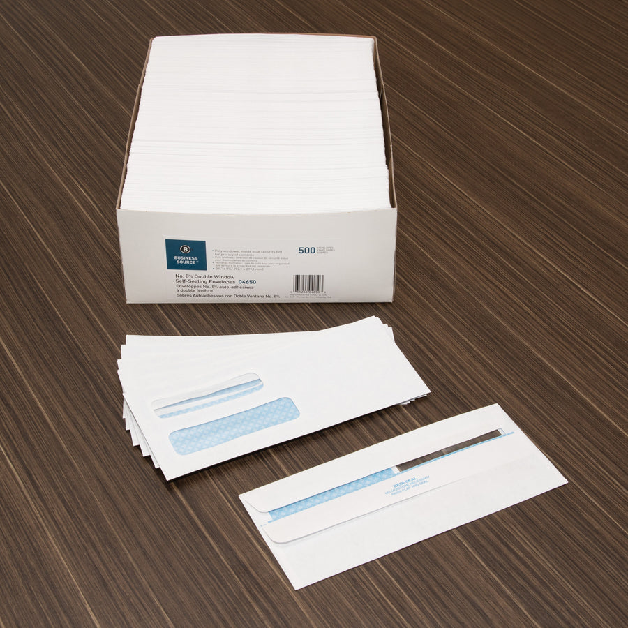 Business Source Double Window No. 8-5/8 Check Envelopes
