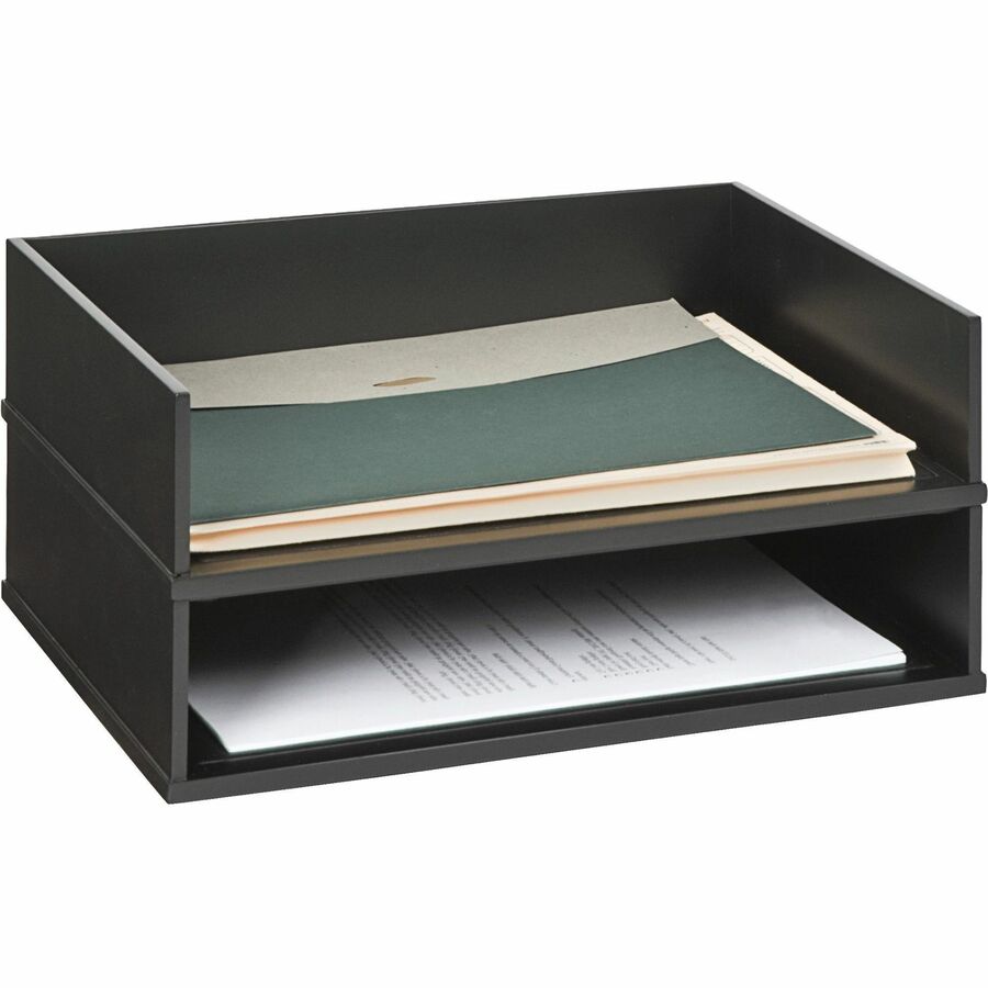 Victor Midnight Black Wood Stacking Letter Tray